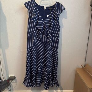 EUC Banana Republic Blue and White Dress Sz 12Tall